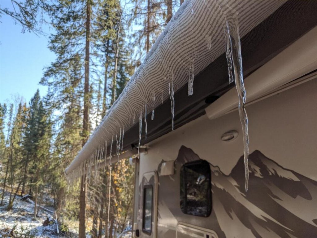 icicles hanging from RV awning