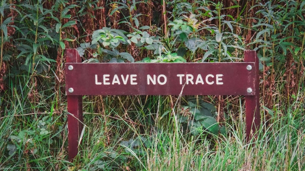 dispersed camping leave no trace sign