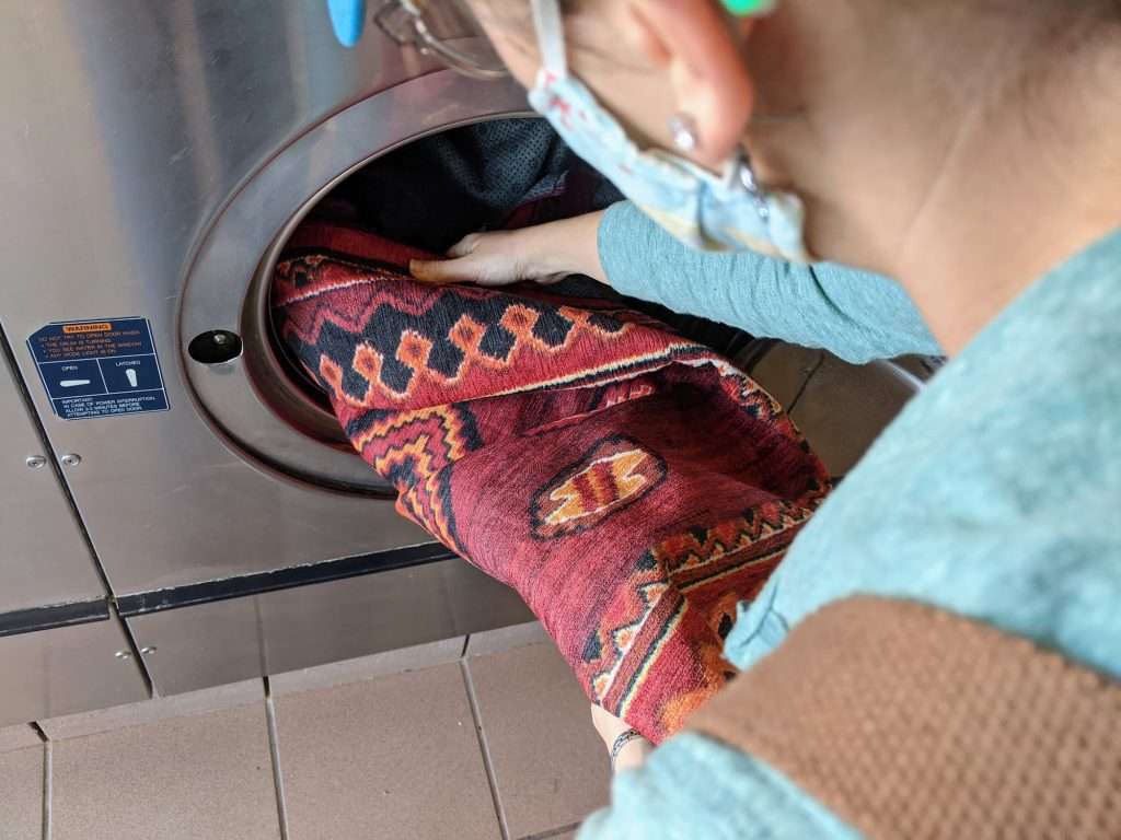 my magic carpet being washed at laundromat