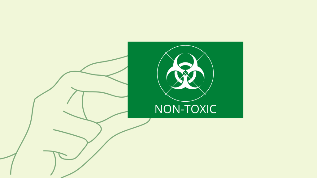 Hand graphic holding non-toxic sign
