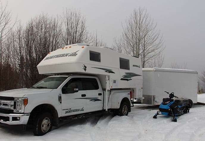 Northern Lite truck camper in snow