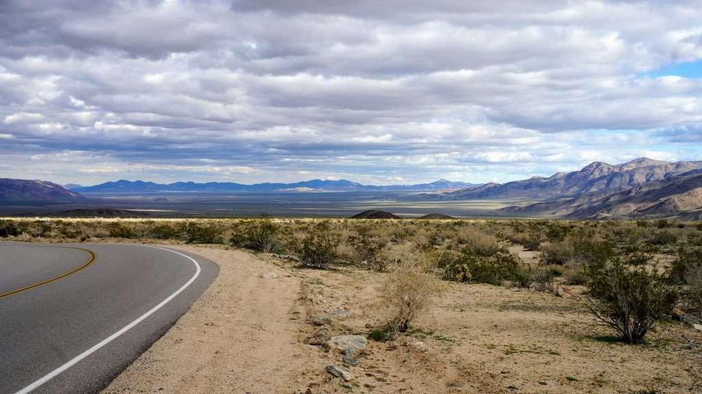 A road in the Southwest overlooking a valley