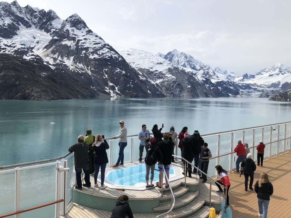 Group of Alaska tourists on a cruise ship